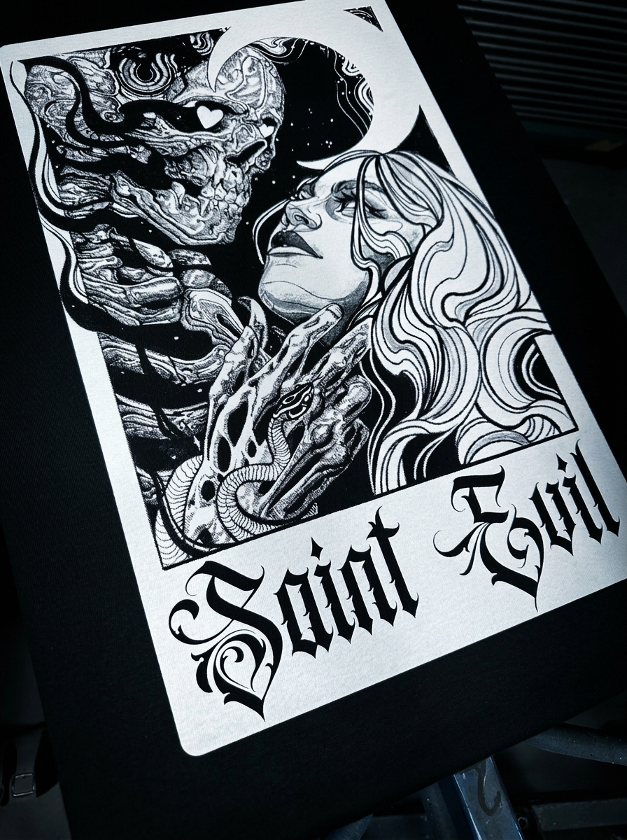 SAINT EVIL — černobílý grafický print Saint Evil